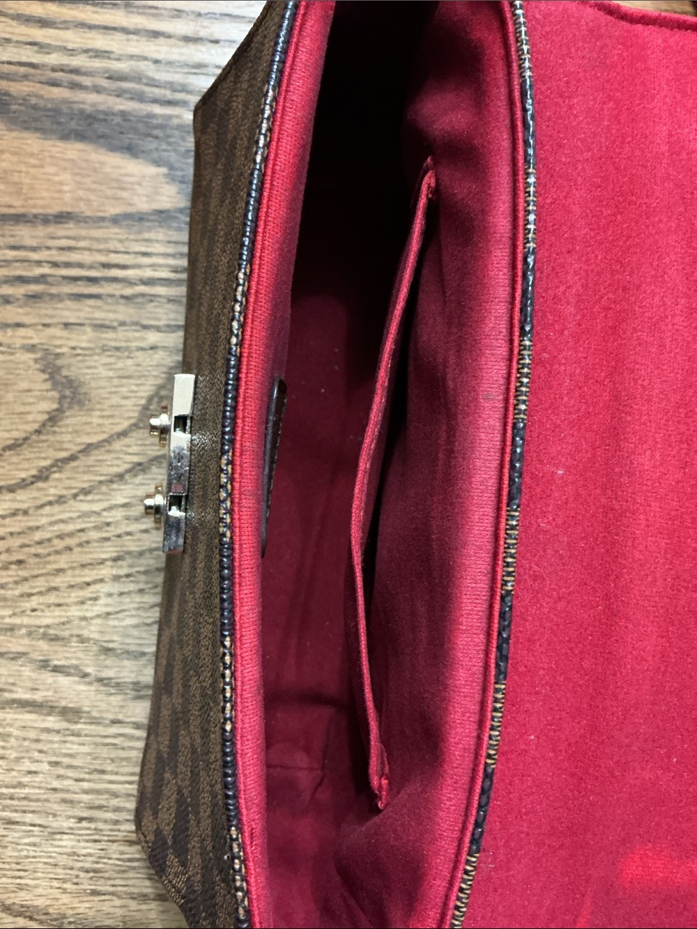 Source Unknown Brown Checkered Top-Handle Shoulder Bag with Gold Hardware - Picture 5 of 6